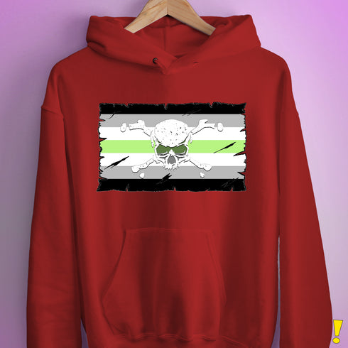 Agender Pride Pirate Flag Hoodie - Red